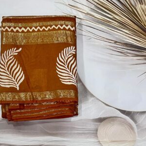 Mul Cotton saree (Mustard yellow)- AS0274