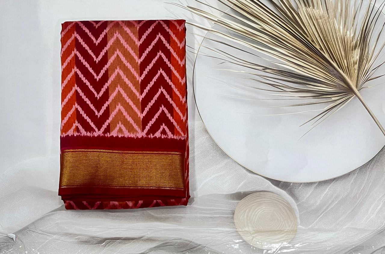 Cotton Silk saree ( Red )- AS0267