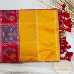 Cotton Silk ikkat saree ( Golden Yellow)- AS0264