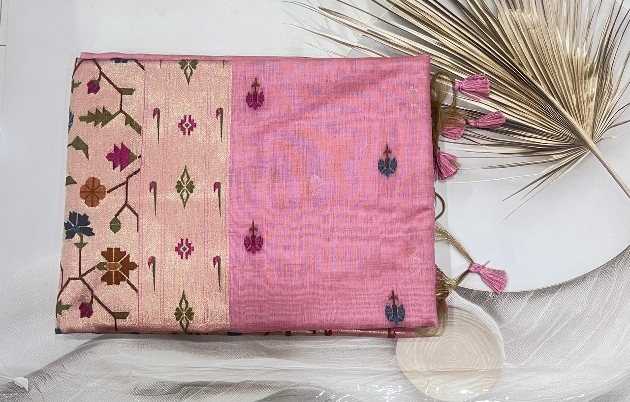 Cotton Silk Paithani saree ( Pink )- AS0271