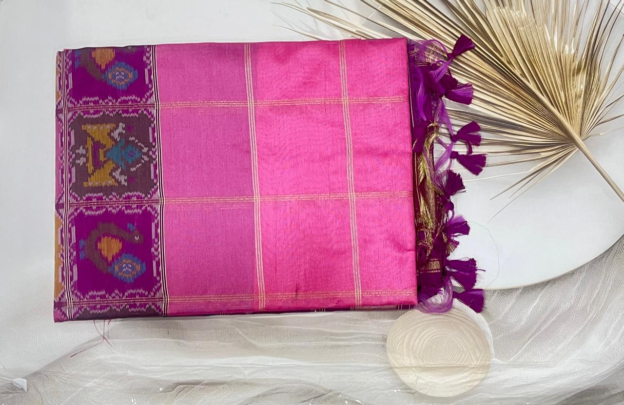 Cotton Silk ikkat saree ( Pink)- AS0264