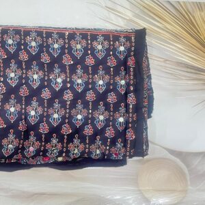 Pure Modal Silk Handblock Ajrakh print with mirror-AS0250