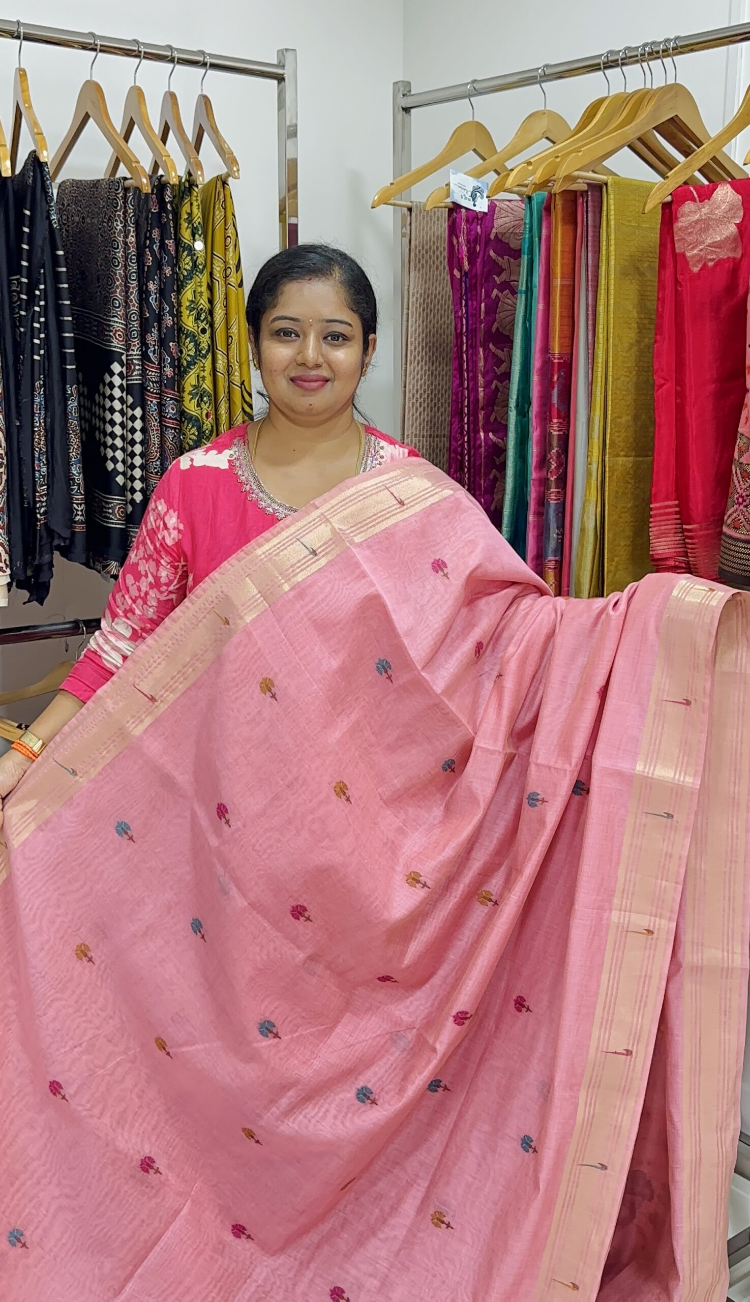 Cotton Silk ( PINK PAITHANI)-AS0271 - Image 2