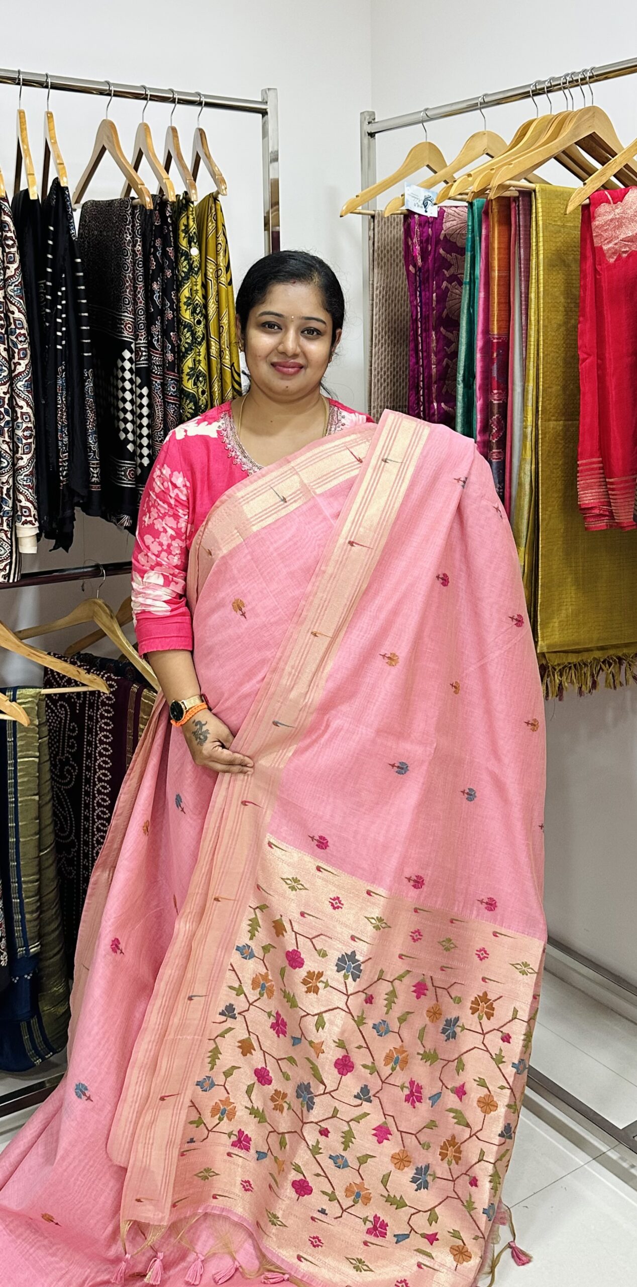 Cotton Silk ( PINK PAITHANI)-AS0271