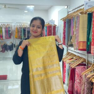 Tussar silk saree ( Mustard yellow)- AS0131