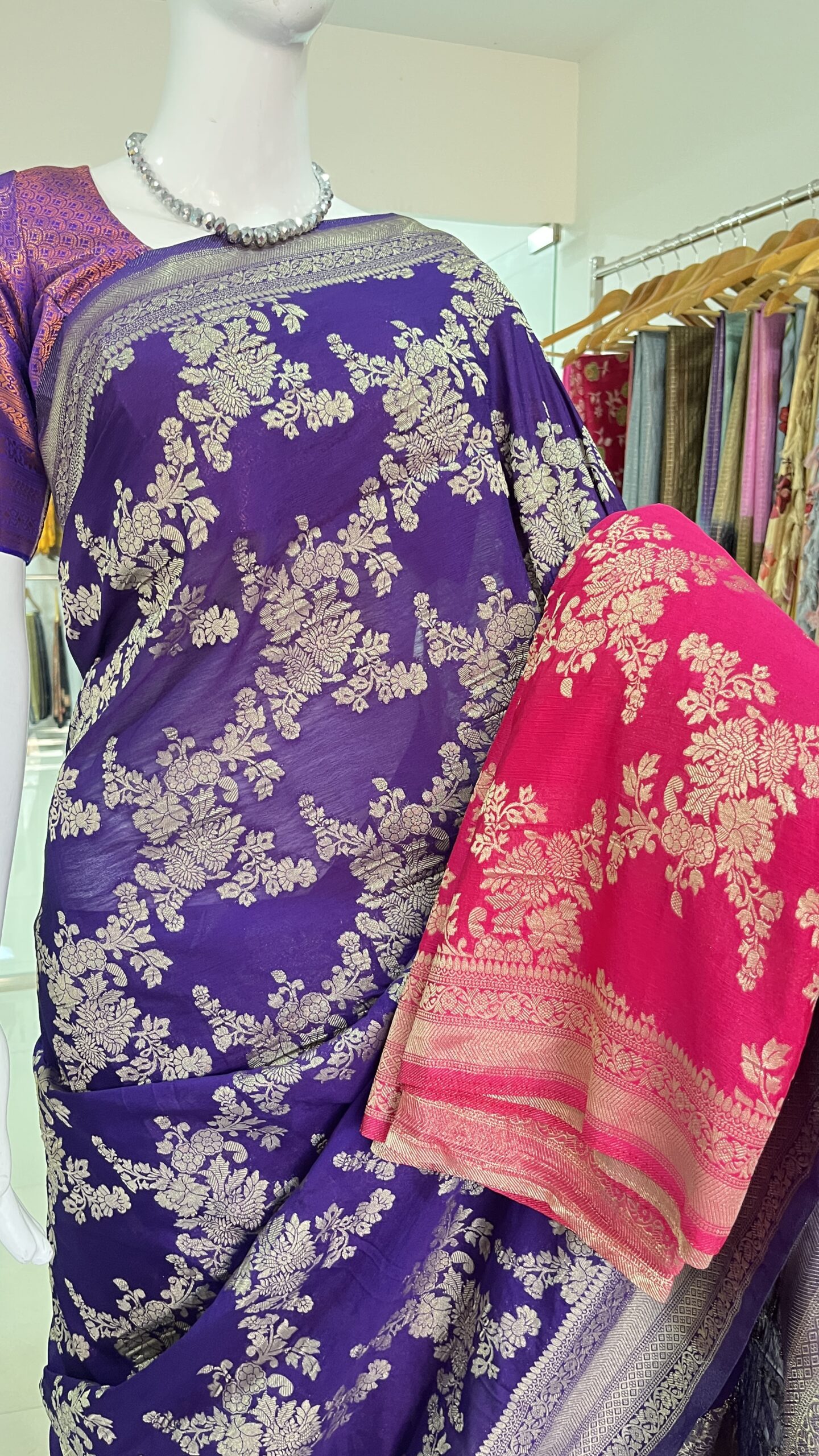 Georgette Banarasi (Pink)-AS0277