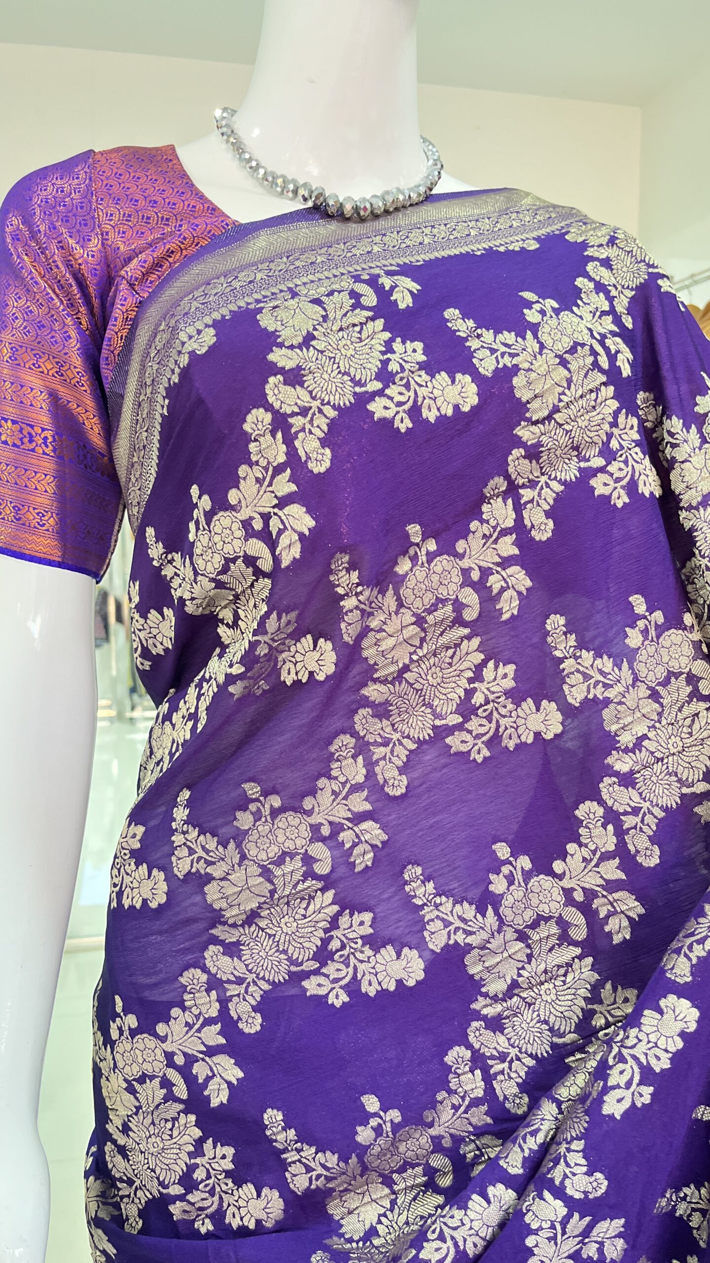 Georgette Banarasi (Blue)-AS0277 - Image 2