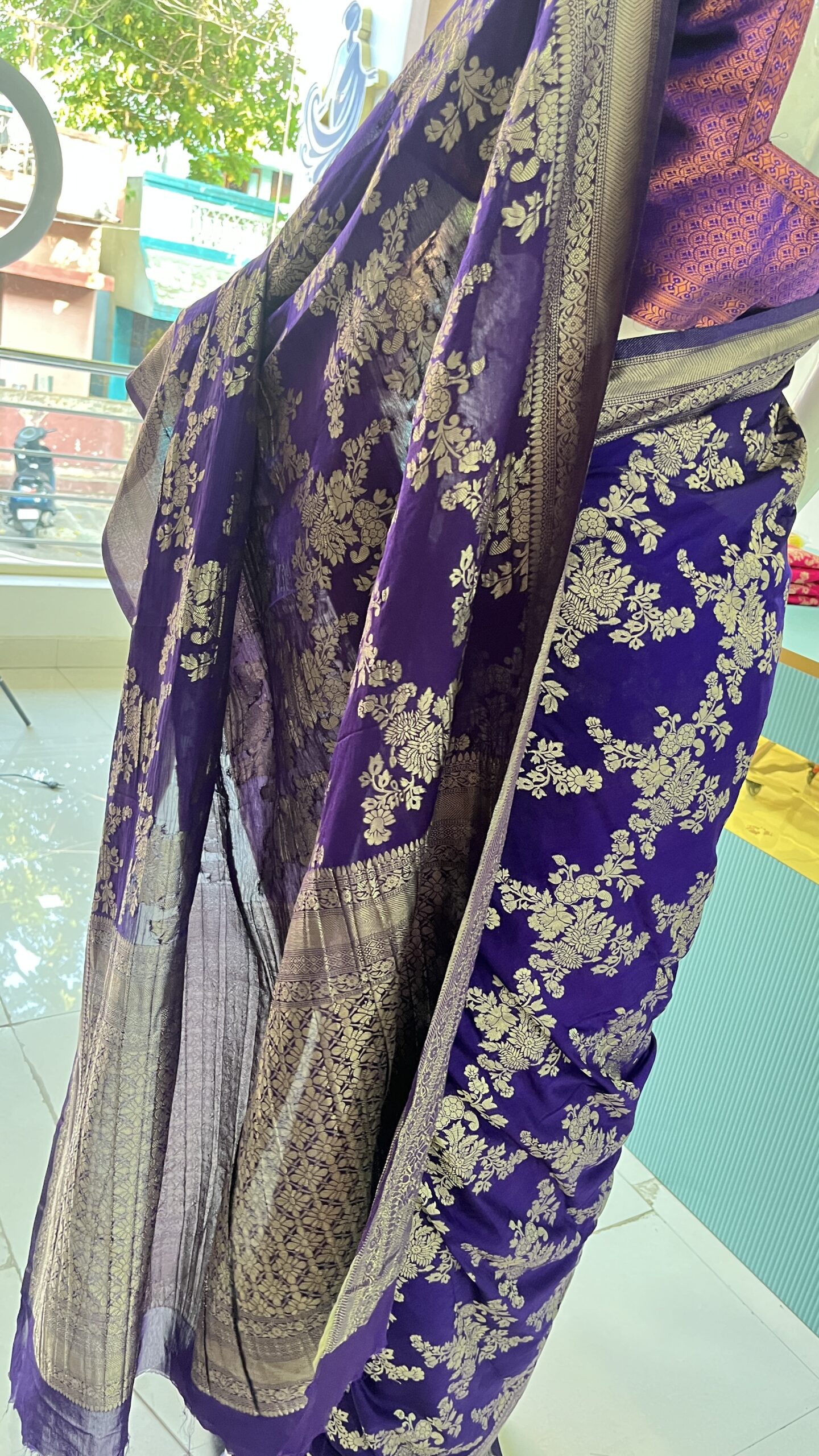 Georgette Banarasi (Blue)-AS0277 - Image 4
