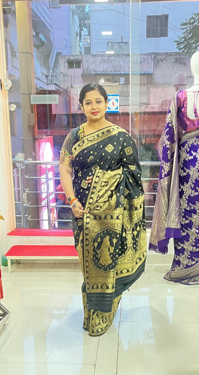 Banarasi Katan Silk (Black)-AS0261