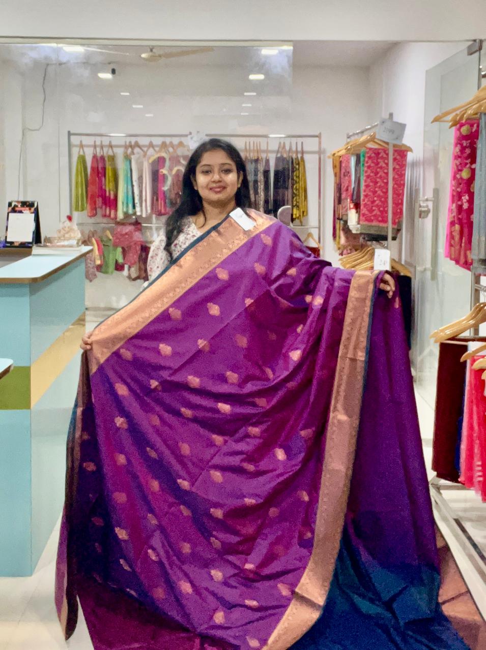 Kanchi Soft Silk (Purple Green)-AS0286