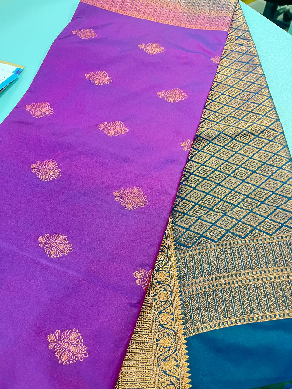 Kanchi Soft Silk (Purple Green)-AS0286 - Image 3