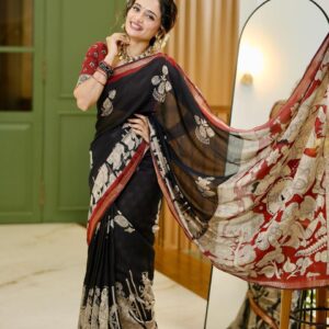 Mull Cotton Kalamkari (Black)-AS0292