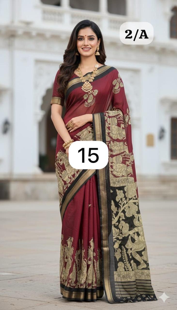 Mull Cotton Kalamkari (Maroon)-AS0292